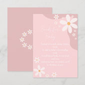 Carte D'accompagnement Demande de réservation Poem Baby shower rose Boho (Devant / Derrière)