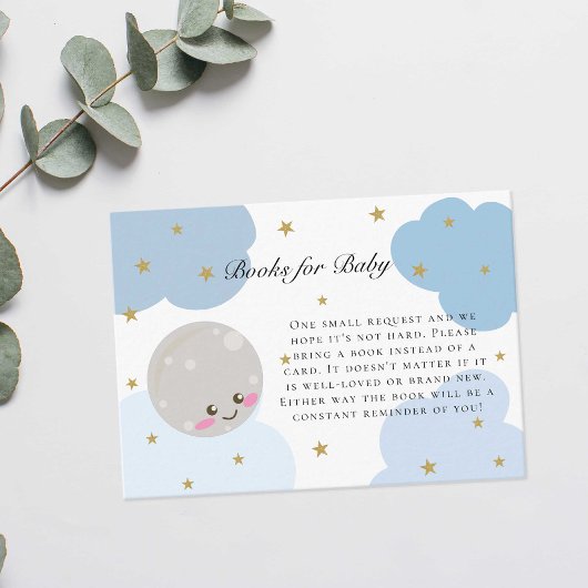 Carte D'accompagnement Demande de réservation sur la lune Baby shower ble