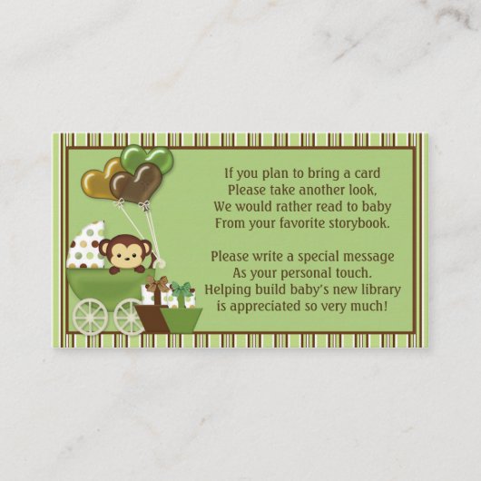 Carte D'accompagnement Demandes de réservation pour le transport de singe (Devant)