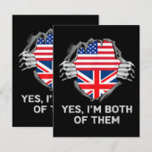 Carte D'accompagnement Demi-Américain Moitié Anglais USA Angleterre Drape (Devant / Derrière)