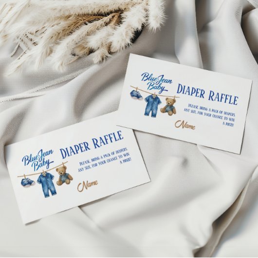 Carte D'accompagnement Denim Bear Blue Jean Baby shower Déchets Raffle