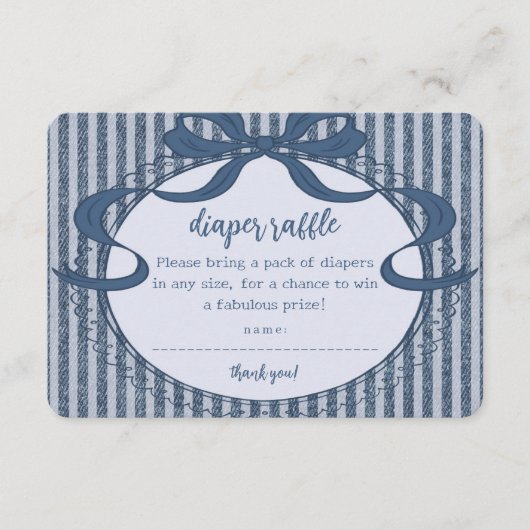 Carte D'accompagnement Denim Coquette Bow Blue Jean Baby Diaper Raffle (Devant)