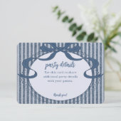 Carte D'accompagnement Denim Coquette Bow Blue Jean Baby Party Details (Debout devant)