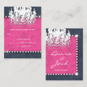 Carte D'accompagnement Denim Diamond Mariage Floral rose Chandelier Répon (Devant / Derrière)