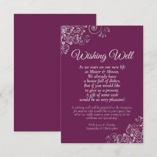 Carte D'accompagnement Dentelle d'argent sur Berry Mariage Wishing Well P