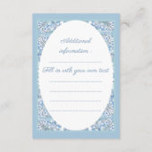 Carte D'accompagnement Dentelle en céramique bleu clair (Dos)