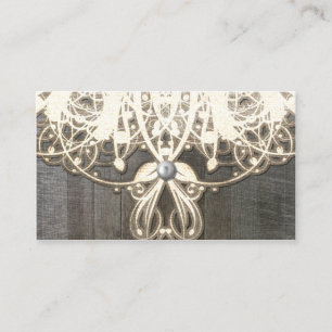 Carte D'accompagnement Dentelle et bois rustique Wishing well