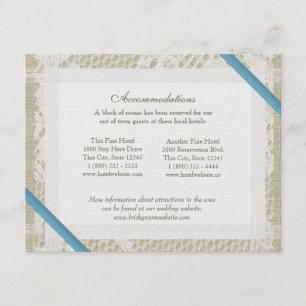 Carte D'accompagnement Dentelle et Burlap bleu