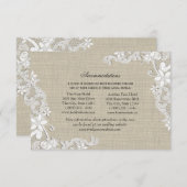 Carte D'accompagnement Dentelle et Burlap Instructions Insertion (Devant / Derrière)