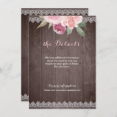 Carte D'accompagnement Dentelle fleurie rustique détails du mariage (Devant / Derrière)