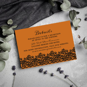 Carte D'accompagnement Dentelle gothique Halloween Orange noir Détails