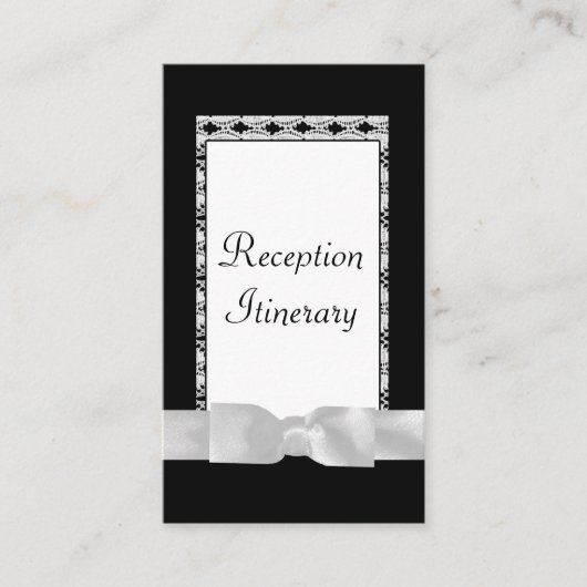 Carte D'accompagnement Dentelle Noire & Blanc Classique Avec Bow (Devant)