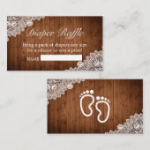 Carte D'accompagnement Dentelle rustique & blanc Cute Feet Diaper Raffle (Devant / Derrière)