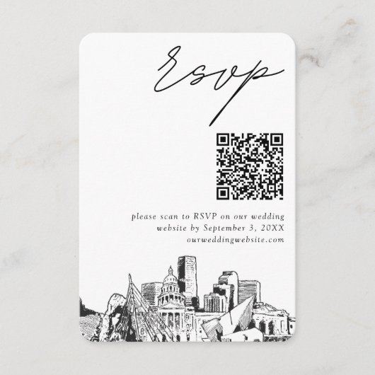 Carte D'accompagnement Denver Mariage Moderne RSVP QR Code (Devant)