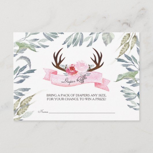 Carte D'accompagnement Der Antler Fille Baby shower Déchets Raffle (Devant)