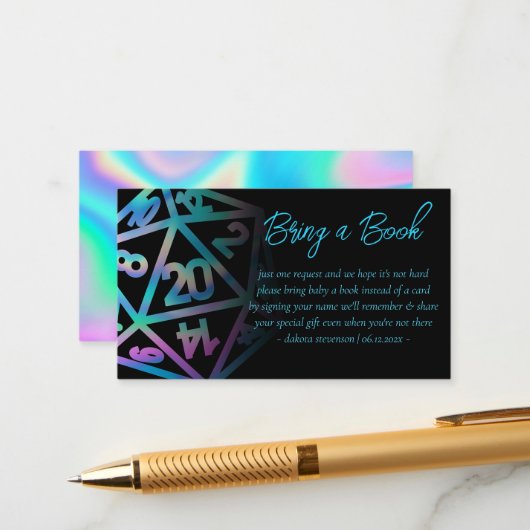 Carte D'accompagnement Dés de JDR | Demande de livre Holo Fantasy PnP pou (Devant/Arrière en situation)