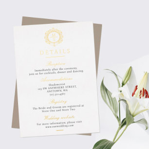 Carte d'accompagnement des détails du mariage au m