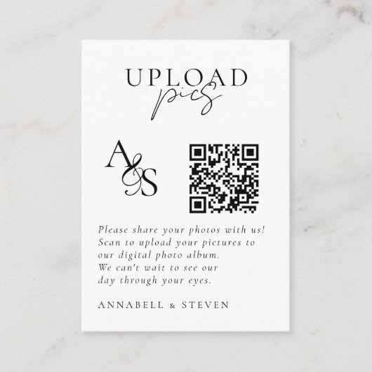 Carte D'accompagnement Des photos ! Photo, QR-Code, Mariage (Devant)