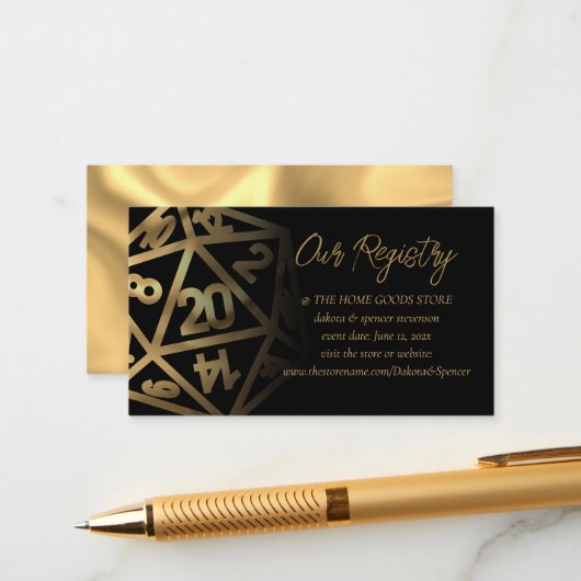 Carte D'accompagnement Dés RPG | Imaginaire Gold Table Gamer Registre (Devant/Arrière en situation)