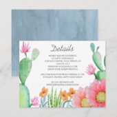 Carte D'accompagnement Desert Dream Rustic Cactus Flowers Détails du Mari (Devant / Derrière)