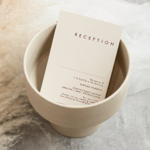 Carte D'accompagnement Désert simple Réception de mariage blanc naturel