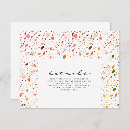 Carte D'accompagnement Desert Terrazzo Détails du Mariage (Devant / Derrière)