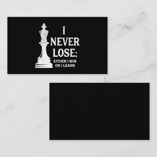 Carte D'accompagnement Design Classique D'Échecs, Je Ne Perds Jamais; Je  (Devant / Derrière)