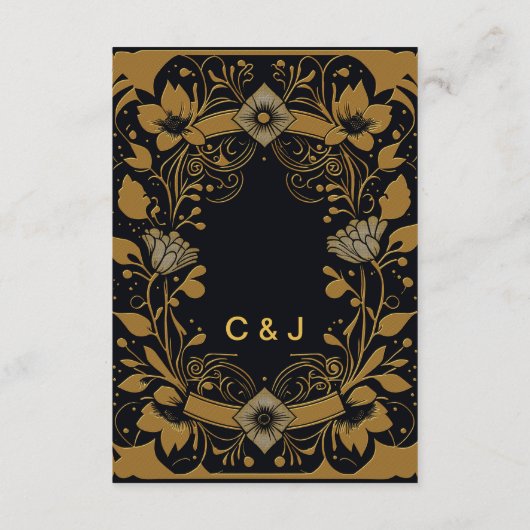Carte D'accompagnement Design élégant en or et noir (Dos)