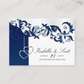 Carte D'accompagnement Design floral bleu marine - Détails (Devant)