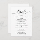 Carte D'accompagnement Design moderne noir main Lettré, détails Mariages (Devant / Derrière)