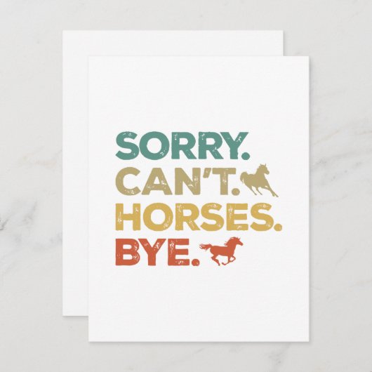 Carte D'accompagnement Désolé, les chevaux ne peuvent pas obéir (Devant / Derrière)