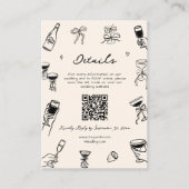 Carte D'accompagnement Dessin à main Doodle Quirky Mariage Détails Qr Cod (Devant)