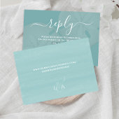 Carte D'accompagnement Destination Mariage bleu turquoise Réponse