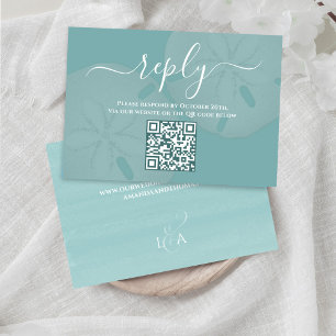 Carte D'accompagnement Destination Mariage bleu turquoise Réponse