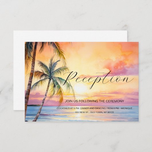 Carte D'accompagnement Destination Sunset Beach Wedding (Devant / Derrière)