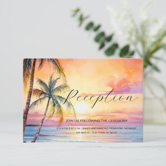 Carte D'accompagnement Destination Sunset Beach Wedding (Debout devant)