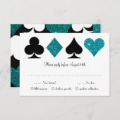 Carte D'accompagnement Destinée turquoise Vegas Mariage RSVP avec choix d (Devant / Derrière)