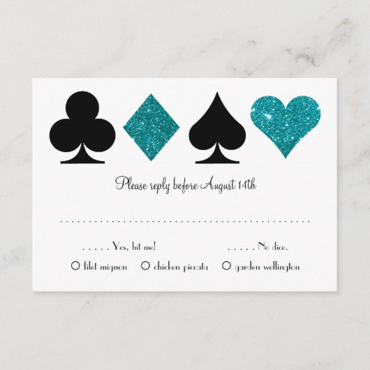 Carte D'accompagnement Destinée turquoise Vegas Mariage RSVP avec choix d (Devant)