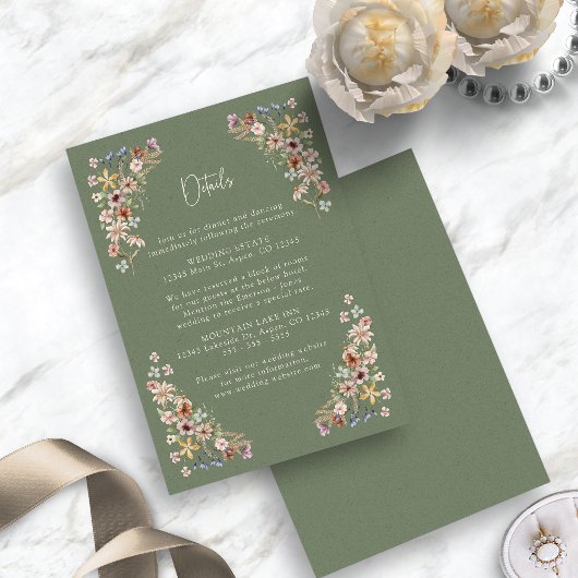 Carte D'accompagnement Détail Boho Vert