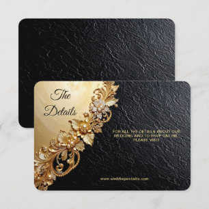Carte D'accompagnement Détail de broderies florales en or