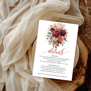 Carte D'accompagnement Détail de fleurs de Bourgogne boho automne Marsala