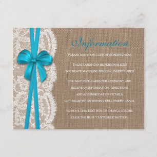 Carte D'accompagnement Détail de la collection de Mariages Rustic Blue Bo