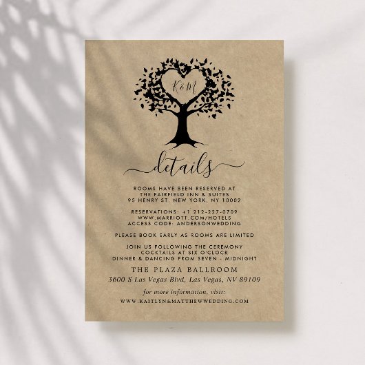 Carte D'accompagnement Détail de la collection de Mariages Rustic Heart T