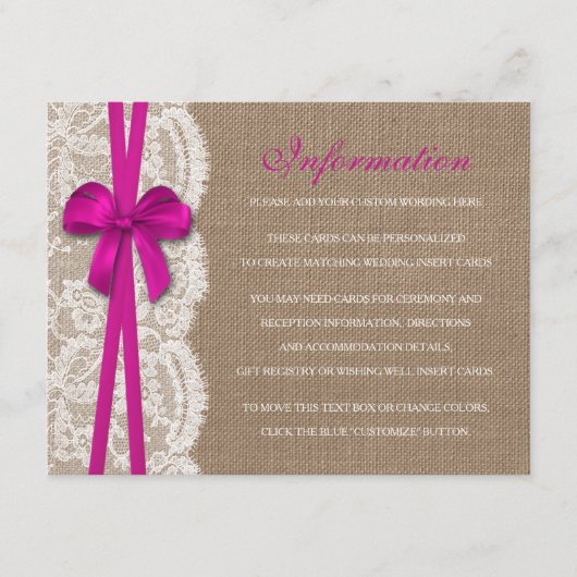 Carte D'accompagnement Détail de la collection de Mariages Rustic Pink Bo (Devant)