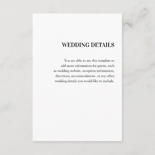 Carte D'accompagnement Détail de mariage (Devant)