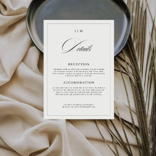 Carte D'accompagnement Détail de mariage à monogramme avec calligraphie é