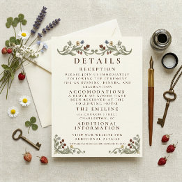 Carte D'accompagnement Détail de mariage aux fleurs sauvages Coquette Vin