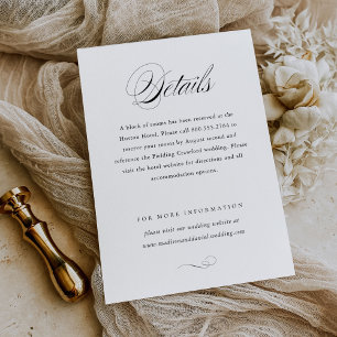 Carte D'accompagnement Détail de mariage classique d'écriture élégante mo