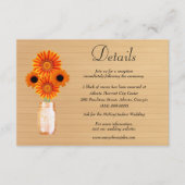 Carte D'accompagnement Détail de mariage de pot de Mason floral orange en (Devant)
