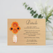 Carte D'accompagnement Détail de mariage de pot de Mason floral orange en (Debout devant)